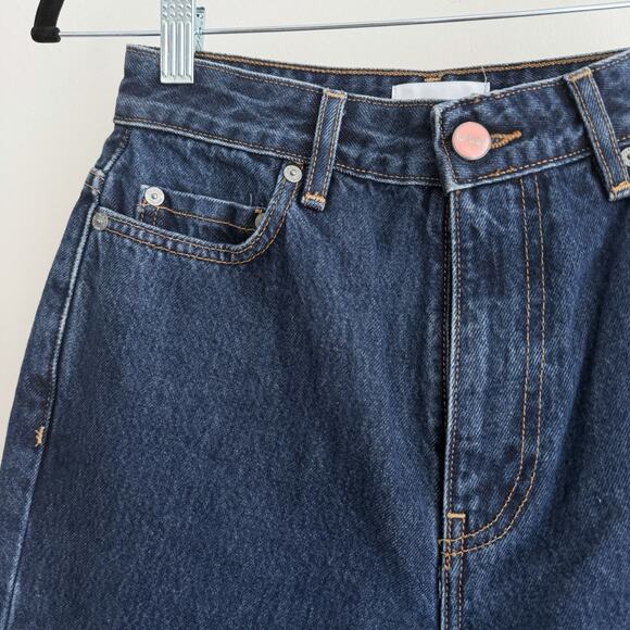 GANNI Jeans Womens 26 Betzy Slim Flare Dark Wash Blue Stone Minimalist Staple - Picture 5 of 16